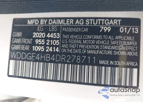 2013 Mercedes-Benz C 250 Sport from USA, damaged, VIN WDDGF4HB4DR278711